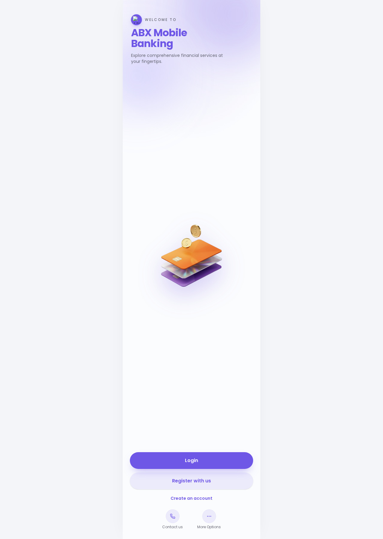 ABX Mobile Banking welcome screen