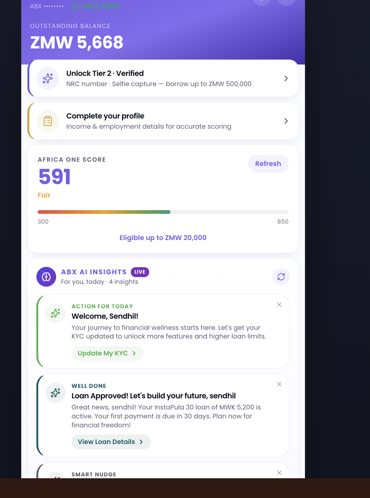 ABX Lending, Africa One Score with tiered KYC and AI insights